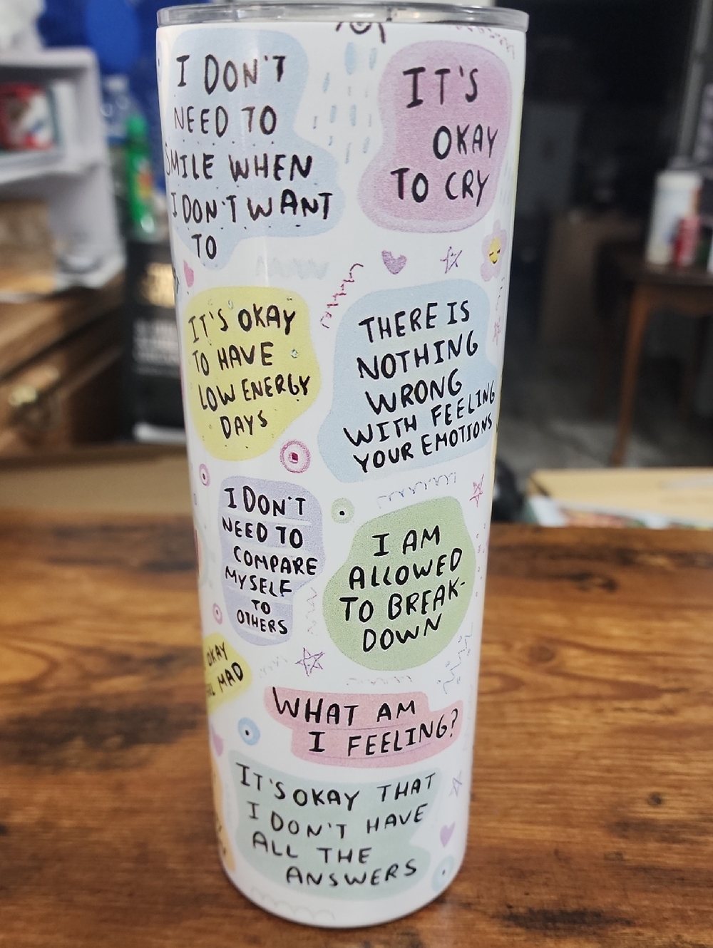 My Mental Breakdown Cup Tumbler - Pastel Affirmation Design 20oz With Straw FP24 - Picture 3 of 7